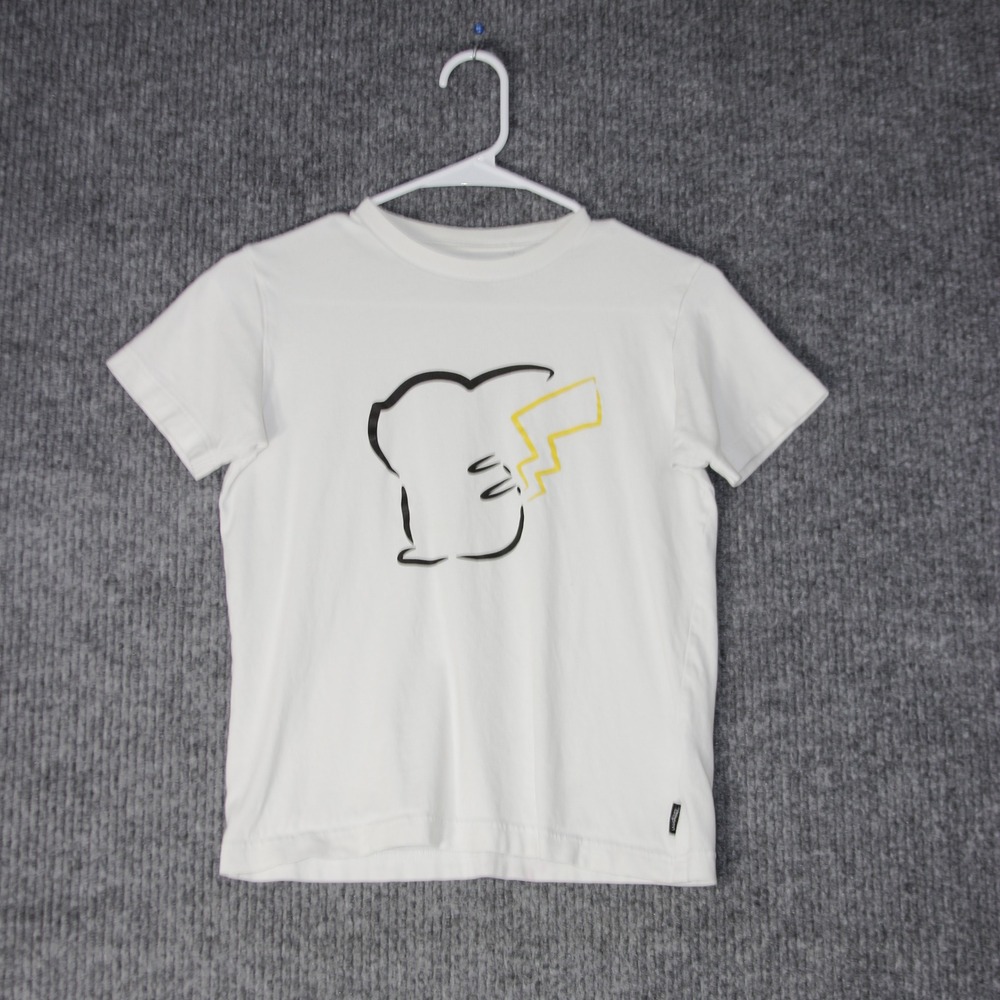 Uniqlo x Pokemon Pikachu T Shirt Kids 11-12 White Graphic Tee Short Sleeve